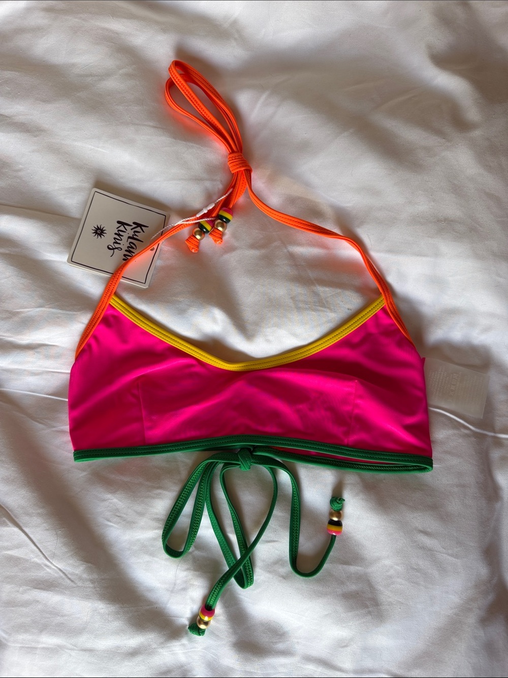 Kulani Kinis Bind Halter Crop Bikini Top - Passionfruit Punch NWT Small